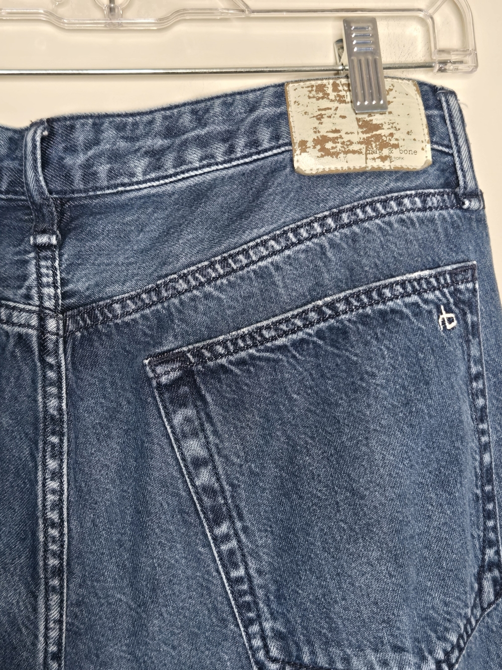 Rag & Bone Logan Mid Rise Wide Leg Jeans Size 29 Medium Wash Raw Hem Relaxed - Picture 5 of 9